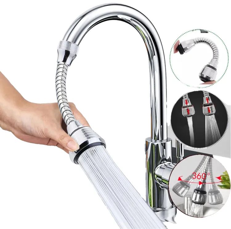 Faucet Extender Flexible 360 Degree Rotating Sprinkler Jet Spray for Sink Turbo Flex for Kitchen Basin Saves Water Cleans Sink from All Sides Shower Head (Stainless Steel) (No Color Choice)