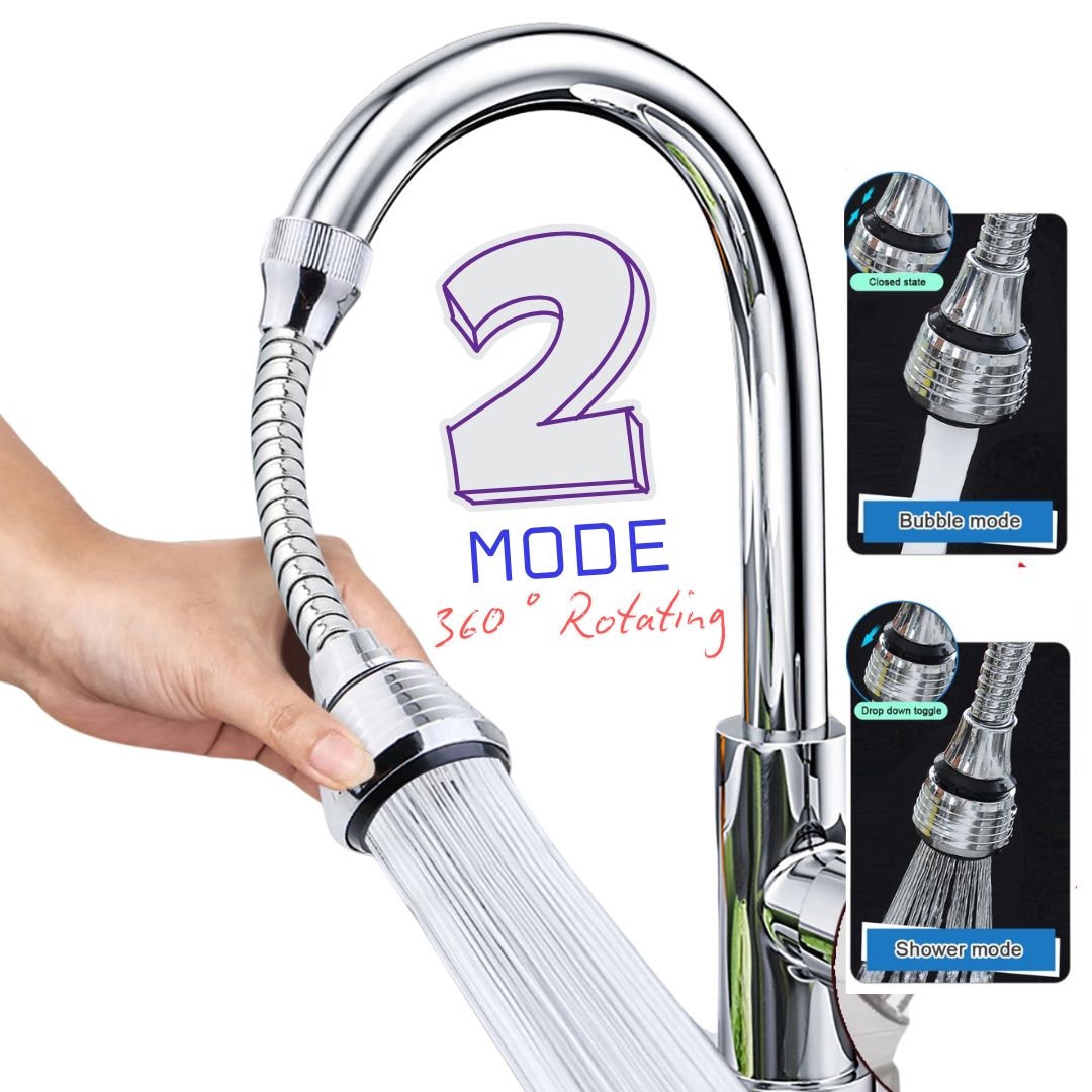 Faucet Extender Flexible 360 Degree Rotating Sprinkler Jet Spray for Sink Turbo Flex for Kitchen Basin Saves Water Cleans Sink from All Sides Shower Head (Stainless Steel) (No Color Choice)