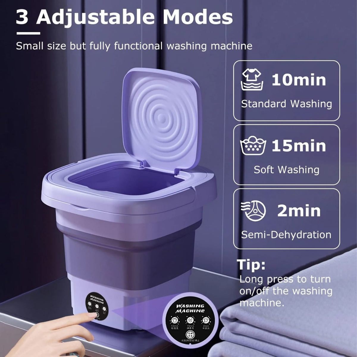 Mini Folding Washing Machine – Portable Clothes Washer for Travel, Hostel & Home Use