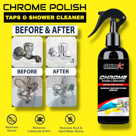 Chrome Shiner and Rust Remover - Tap cleaner, Glass cleaner, Ceramic vanity cleaner, faucets cleaner